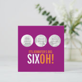 3枚の写真 60th SIXOH! フォト バースデー インビテ 招待状 (スタンド正面)