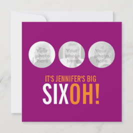 3枚の写真 60th SIXOH! フォト バースデー インビテ 招待状