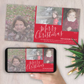 3枚の写真 – Merry Christmas Simple Red シーズンカード