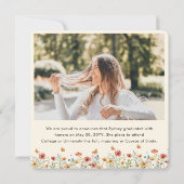 3枚の写真Boho水彩野草卒業 案内状 (裏面)