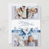 3枚の写真Chinoiserieシックブルークリスマス シーズンカード (正面)