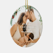 3枚の写真IIの家族としての私たちの最初のクリスマス セラミックオーナメント (右)