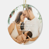 3枚の写真IIの家族としての私たちの最初のクリスマス セラミックオーナメント (左)