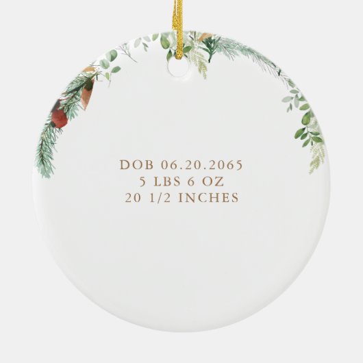 3枚の写真IIの家族としての私たちの最初のクリスマス セラミックオーナメント (裏面)