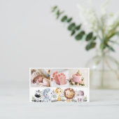 3枚の写真QRコード生まれたばかりのベビー 名刺 (スタンド正面)