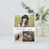 3枚の卒業写真を手書きありがとう ポストカード (スタンド正面)