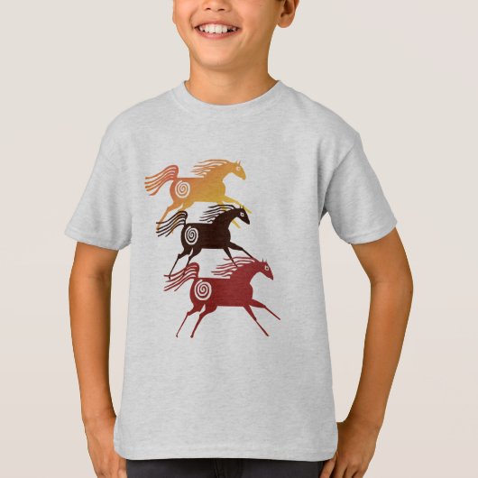 3枚の古代馬のワイシャツ Tシャツ (正面)