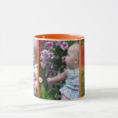 3枚の大きな写真オレンジ色の背景簡単アップロード マグカップ (中央)