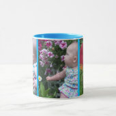 3枚の大きな写真スカイブルー背景簡単アップロード マグカップ (中央)