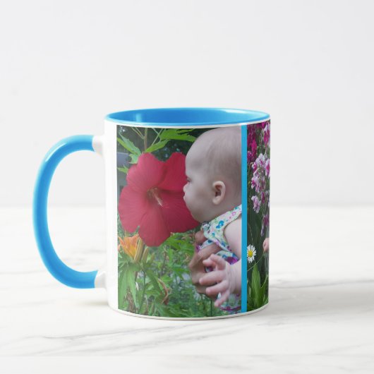 3枚の大きな写真スカイブルー背景簡単アップロード マグカップ (左)