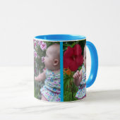 3枚の大きな写真スカイブルー背景簡単アップロード マグカップ (正面右)