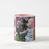 3枚の大きな写真ピンクの背景簡単アップロード マグカップ (中央)