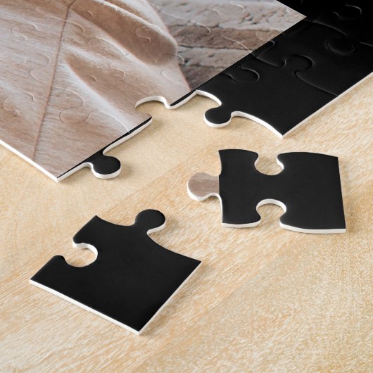 3枚の家族の写真とスクリプト名を黒で表示 ジグソーパズル (側面)