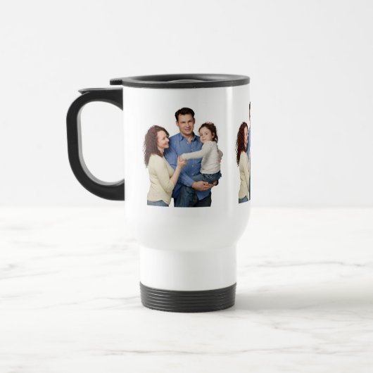 3枚の家族写真テンプレート パーソナライズされた トラベルマグ (左)