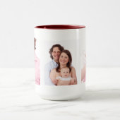 3枚の家族写真テンプレート パーソナライズされた マグカップ (中央)