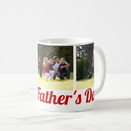 3枚の家族写真父の日の写真コラージュ コーヒーマグカップ (正面右)