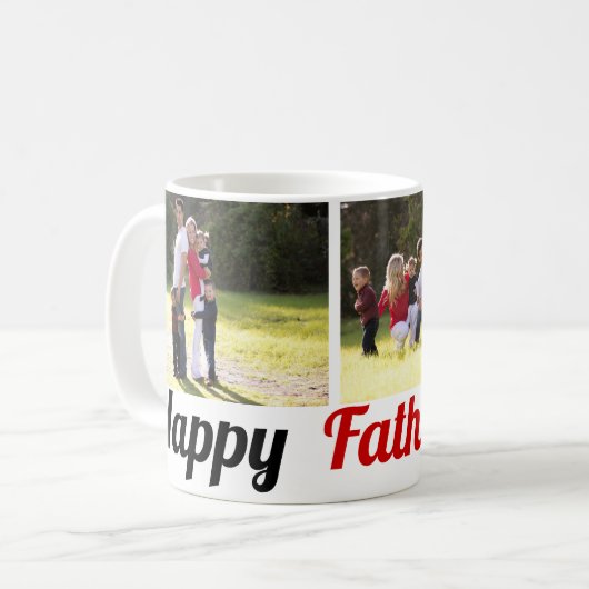 3枚の家族写真父の日の写真コラージュ コーヒーマグカップ (正面左)