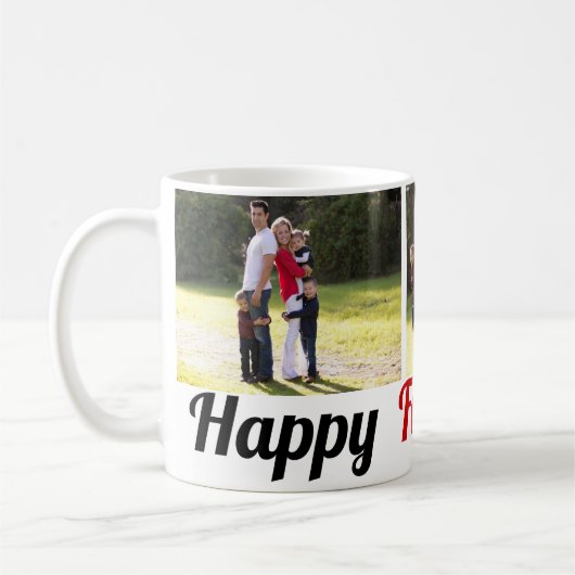 3枚の家族写真父の日の写真コラージュ コーヒーマグカップ (左)