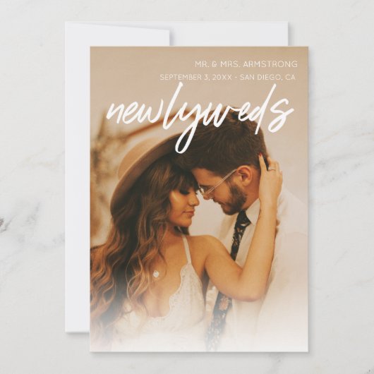 3枚の数々の写真とタイポグラフィの新婚のお知らせ 招待状 (正面)