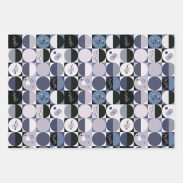 3枚の紙パターンのラッピング抽象芸術セット ラッピングペーパーシート