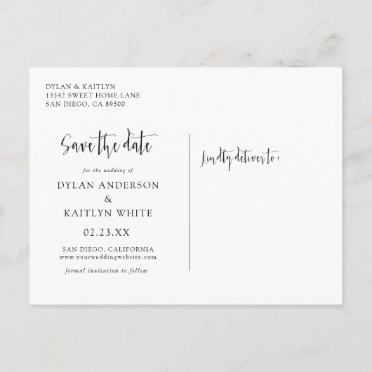 3枚の素朴写真をスクリプトに書き込む日付はがきを保存 案内ポストカード (裏面)