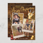 3枚の素朴写真コラージュのクリパーソナライズされたスマス シーズンカード (正面/裏面)