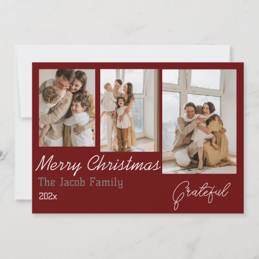 3枚の自然写真コラージュ年クリスマス・ホリデー シーズンカード (正面)