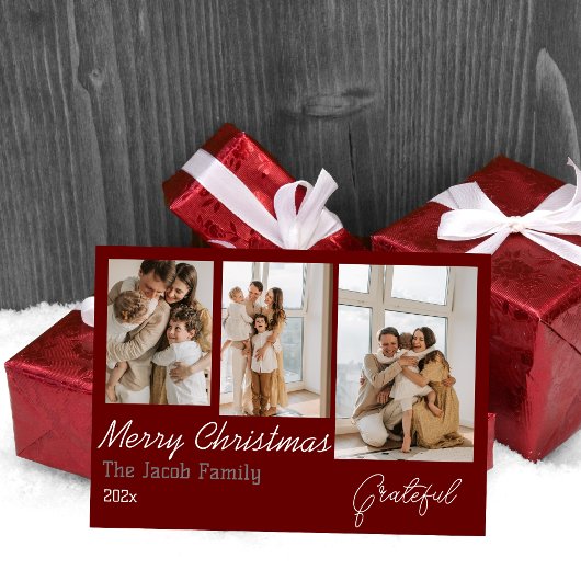 3枚の自然写真コラージュ年クリスマス・ホリデー シーズンカード