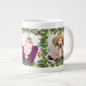 3枚の蝶と花の枠 ジャンボコーヒーマグカップ (正面右)