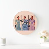 3枚の1953枚の服-ヴィンテージの衣類 ラージ壁時計 (ホーム)