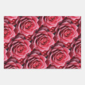 3枚エレガントのバラパターン包装紙セット ラッピングペーパーシート (正面3)