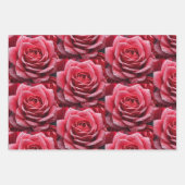 3枚エレガントのバラパターン包装紙セット ラッピングペーパーシート (正面2)