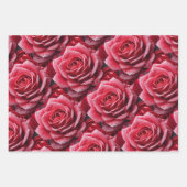 3枚エレガントのバラパターン包装紙セット ラッピングペーパーシート (正面)