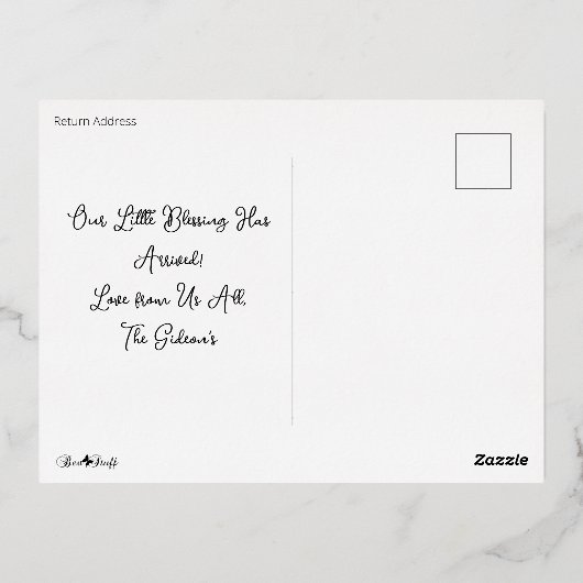 3枚エレガントのフォトフォイル生誕発表葉書 箔シーズンポストカード (裏面)