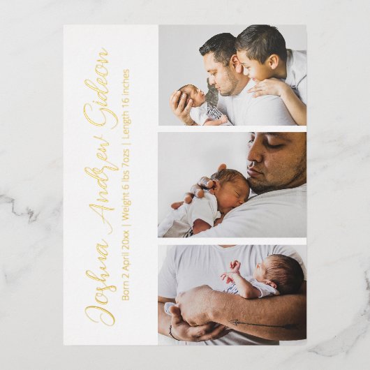 3枚エレガントのフォトフォイル生誕発表葉書 箔シーズンポストカード (正面)