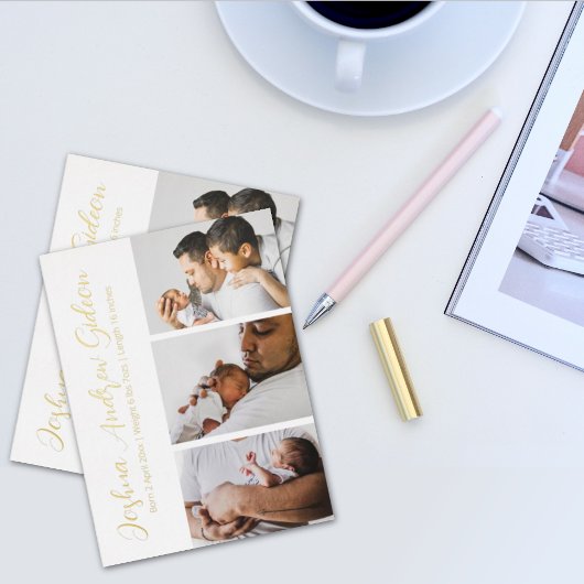 3枚エレガントのフォトフォイル生誕発表葉書 箔シーズンポストカード