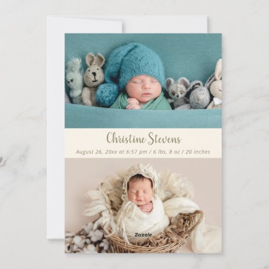 3枚エレガント写真ありがとうお誕生発表 シーズンカード (裏面)