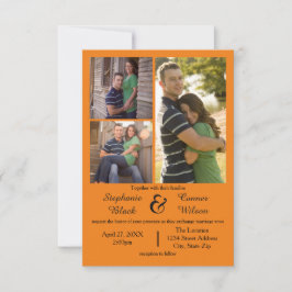 3枚オレンジ – 3 x 5結婚式招待状 招待状