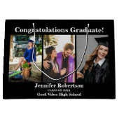 3枚カスタムの写真のコラージュ名の卒業クラス ラージペーパーバッグ (正面)