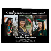 3枚カスタムの写真のコラージュ名の卒業クラス ラージペーパーバッグ (裏面)