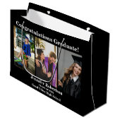 3枚カスタムの写真のコラージュ名の卒業クラス ラージペーパーバッグ (正面アングル)