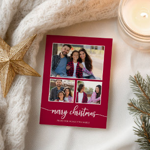 3枚コラージュかわいいスクリプトメリークリスマス ポストカード