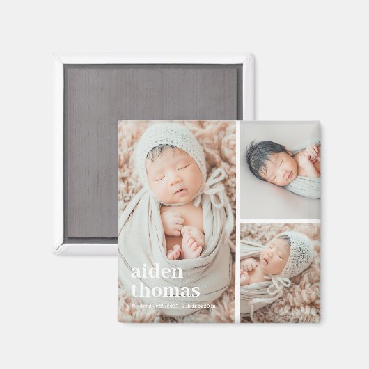 3枚シンプルのフォトマグネットパーソナライズされたの格子 マグネット (正面/裏面)