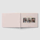 3枚シンプルのモダンカップル写真を含む金ゴールドフレーム ゲストブック (全面)