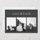 3枚シンプルの写真とミニマル結婚ラックスブ救ラック セーブザデート (正面)