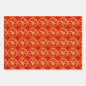 3枚セット 和紙 ゴールド 切り紙 ネズミ年 選択C ラッピングペーパーシート (正面)