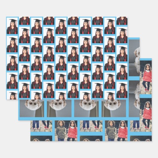 3枚パーソナライズされたの写ユニーク真 ラッピングペーパーシート (セット)