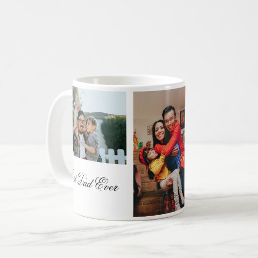 3枚パーソナライズされたの写真と文字白 コーヒーマグカップ (正面左)