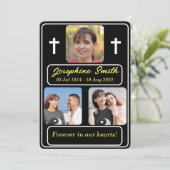 3枚パーソナライズされたの写真葬儀招待状 シーズンカード (スタンド正面)