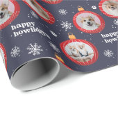 3枚パーソナライズされたフォトペットドッグ写真Happy Howlidays ラッピングペーパー (ロールコーナー)